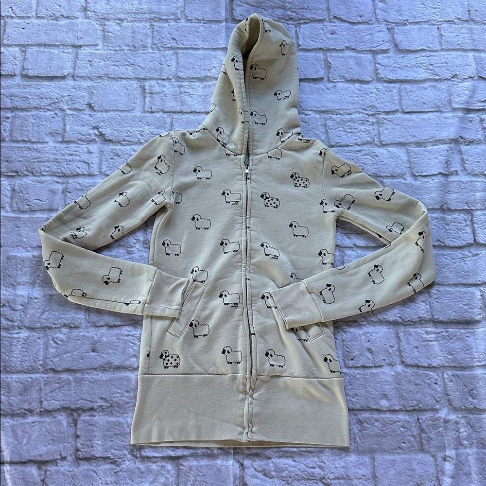 Primp Rhinestone Cream Sheep Hoodie - Size XS / Petite